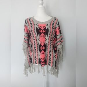 Soho Apparel Atzec Style Acrylic Poncho Size Small